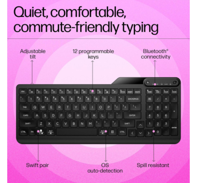 HP Клавіатура HP 460 Multi-Device Bluetooth UA Black (7N7B8AA)