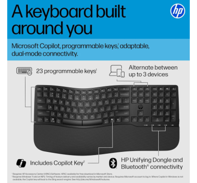 HP Клавіатура HP 680 Comfort Dual-Mode UA Black (8T6L8AA)