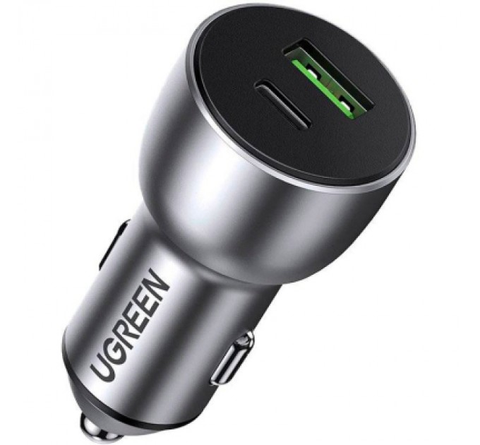 Ugreen Зарядний пристрій Ugreen QC 3.0+QC 3.0 Dual USB-A 36W Fast Car Charger Space Grey (CD213) (60980)
