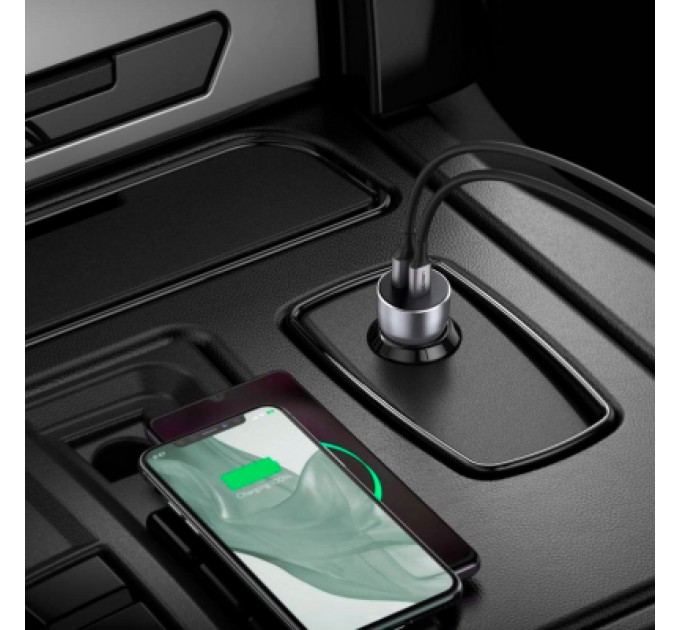Ugreen Зарядний пристрій Ugreen QC 3.0+QC 3.0 Dual USB-A 36W Fast Car Charger Space Grey (CD213) (60980)
