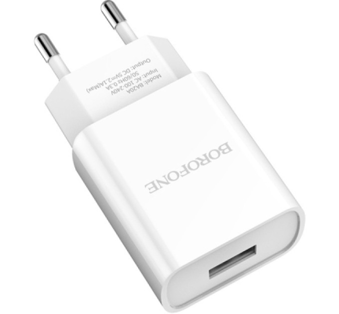 BOROFONE Зарядний пристрій BOROFONE BA20A Sharp USB 10.5W White (6931474700681)