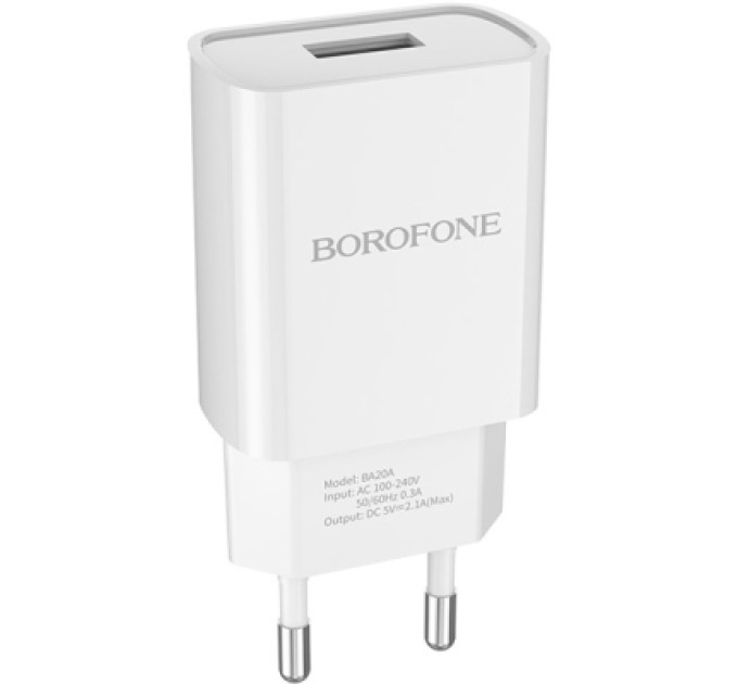 BOROFONE Зарядний пристрій BOROFONE BA20A Sharp USB 10.5W White (6931474700681)