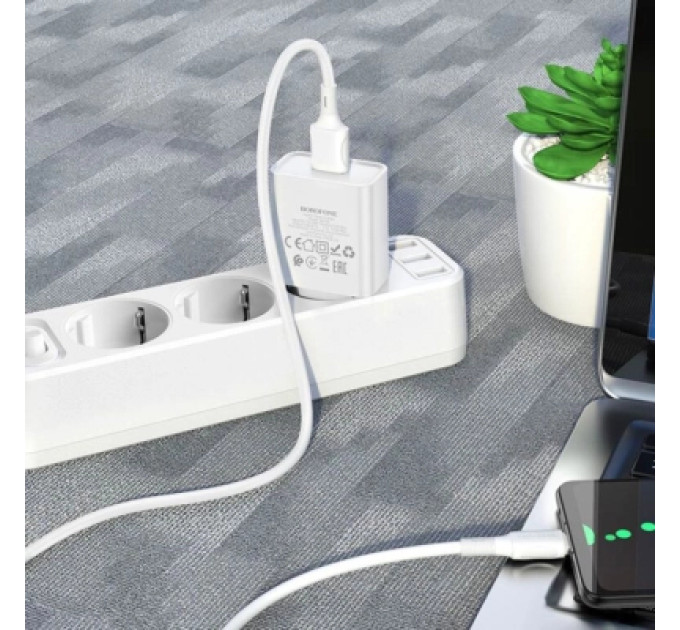 BOROFONE Зарядний пристрій BOROFONE BA74A Aspirer USB + cable USB to Micro 5P White (6974443388664)