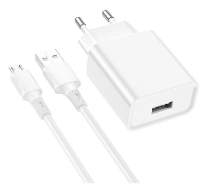 BOROFONE Зарядний пристрій BOROFONE BA74A Aspirer USB + cable USB to Micro 5P White (6974443388664)