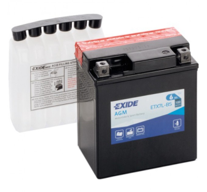 EXIDE Акумулятор автомобільний EXIDE AGM 6Ah Ев (-/+) (100EN) (ETX7L-BS)