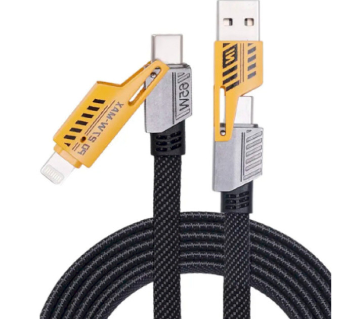 WUW Дата кабель USB-C + USB-A to Lightning+USB-C 1.0m 65W X207 black WUW (6972573336524)