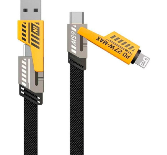 WUW Дата кабель USB-C + USB-A to Lightning+USB-C 1.0m 65W X207 black WUW (6972573336524)