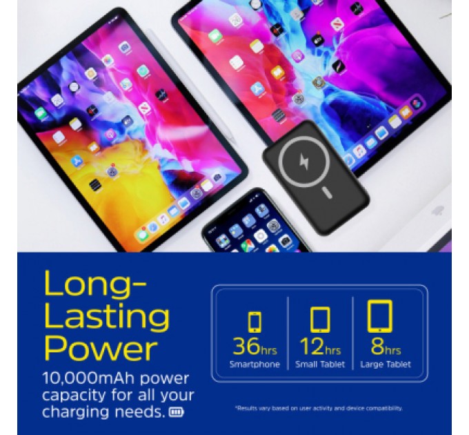 Energizer Батарея універсальна Energizer Magnetic Wireless 10000mAh 22.5W PD USB-A, USB-C In/Out, Black (QM10002PQ)