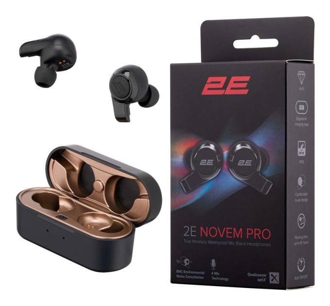 2E Навушники 2E Novem Pro True Wireless Waterproof Mic Black (2E-EBTWNPBK)