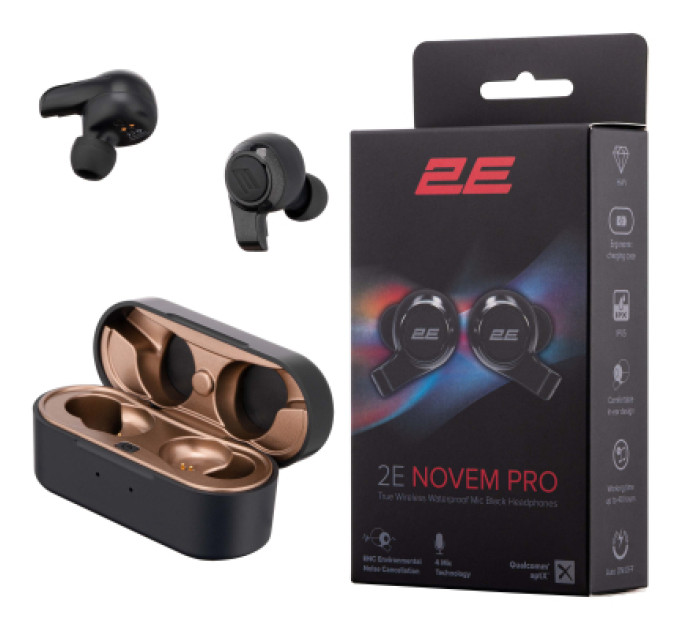 2E Навушники 2E Novem Pro True Wireless Waterproof Mic Black (2E-EBTWNPBK)