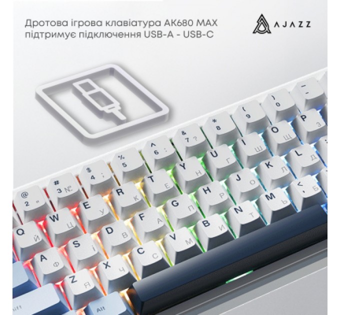 Ajazz Клавіатура Ajazz AK680 MAX Magnetic Switch RGB USB White (AK680-M-BWD-AW)