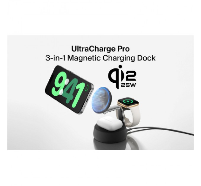 Belkin Зарядний пристрій Belkin UltraCharge Pro Wireless 3-in-1 25W charcoal (WIZ040KQCH)