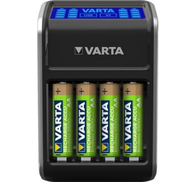 Varta Зарядний пристрій для акумуляторів Varta LCD PLUG CHARGER +4*AA 2100 mAh (57687101441)