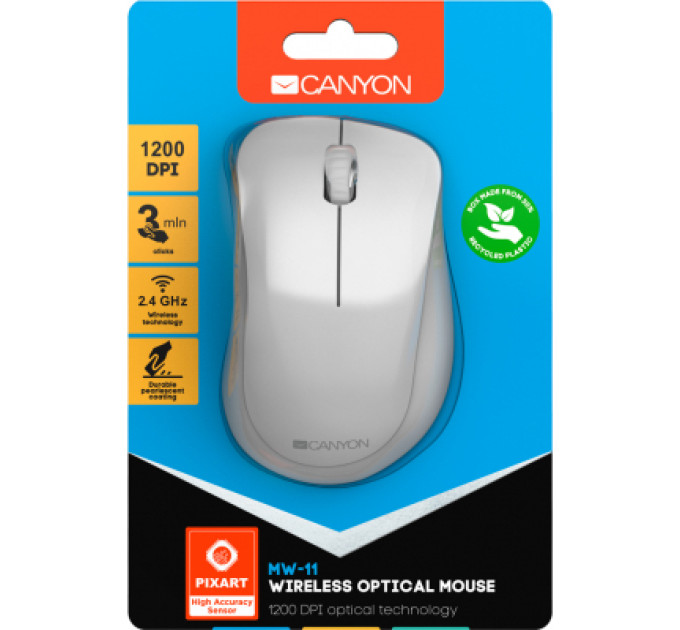 Canyon Мишка Canyon MW-11 Wireless Pixart White Grey (CNE-CMSW11PW)