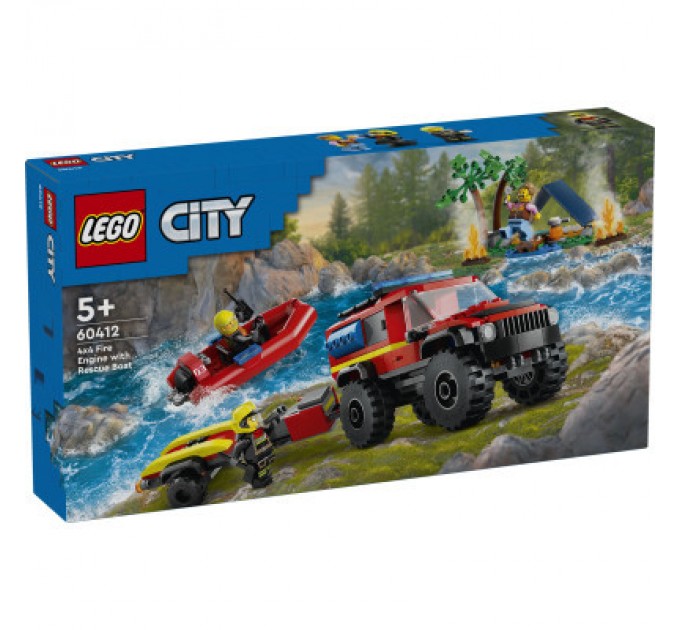 LEGO Конструктор LEGO City Пожежний позашляховик з рятувальним човном 301 деталей (60412)