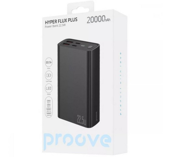 Proove Універсальна мобільна батарея Proove Hyper Flux Plus 22.5W 20000mAh Black (PBF222120001)