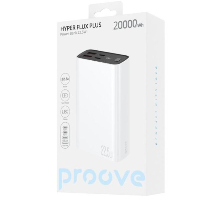 Proove Універсальна мобільна батарея Proove Hyper Flux Plus 22.5W 20000mAh White (PBF222120002)