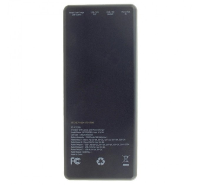 Energizer Батарея універсальна Energizer 27000mAh Li-pol PD/65W for laptop, black (UE27062PQ)