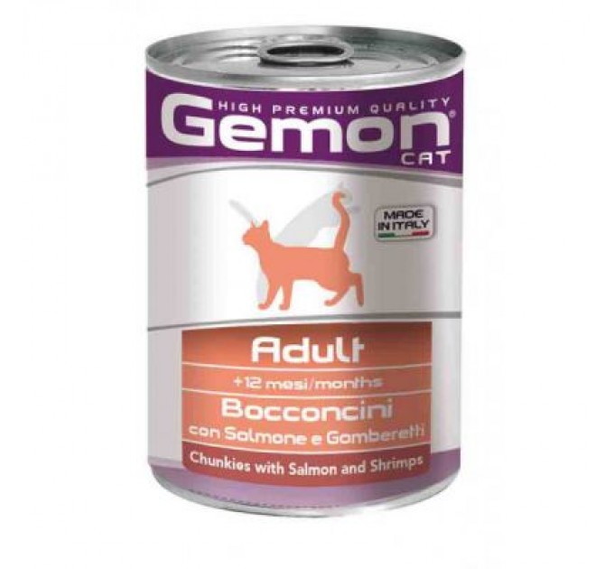 Gemon Консерви для котів Gemon Cat Wet Adult лосось з креветками 415 г (8009470300735)
