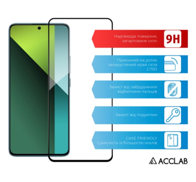 ACCLAB Скло захисне ACCLAB Full Glue Xiaomi Redmi Note 13 Pro 5G Black (1283126583803)
