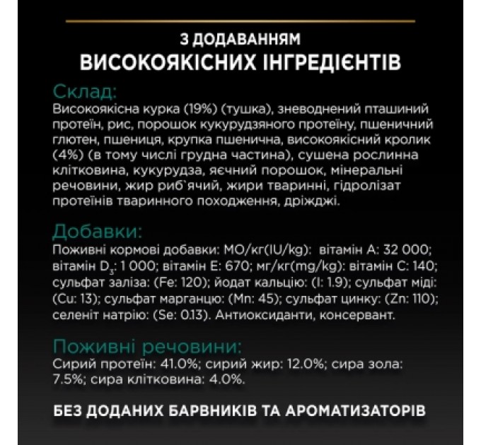 Purina Pro Plan Сухий корм для кішок Purina Pro Plan Sterilised з кроликом 10 кг (7613033566486)