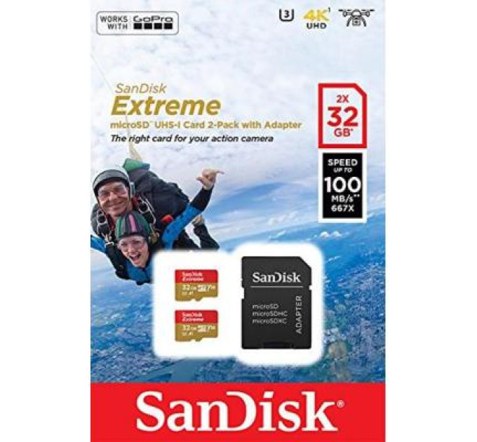SanDisk Карта пам'яті SanDisk 32GB microSD class 10 UHS-I U3 V30 A1 Extreme (SDSQXAF-032G-GN6AT)