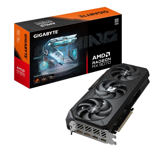 GIGABYTE Відеокарта PCIE16 RX9070 16GB GDDR6 R9070GAMING OC-16GD GIGABYTE