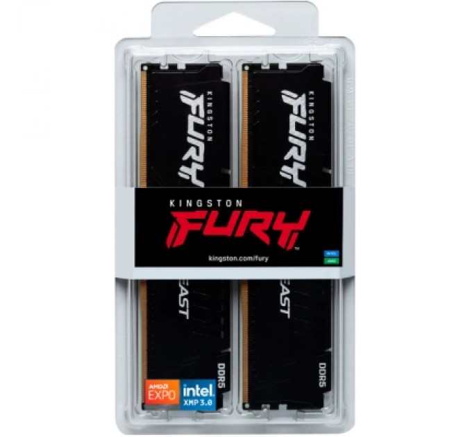 Kingston Fury (ex.HyperX) Модуль пам'яті для комп'ютера DDR5 128GB (2x64GB) 5600 MHz Beast Black Kingston Fury (ex.HyperX) (KF556C40BBK2-128)