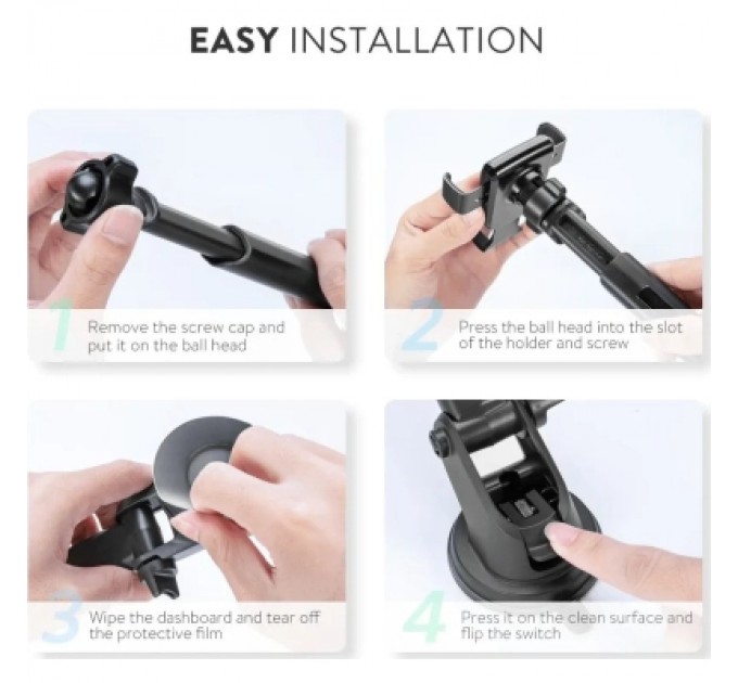 Ugreen Універсальний автотримач UGREEN LP200 Gravity Phone Holder with Suction Cup Black (60990B)