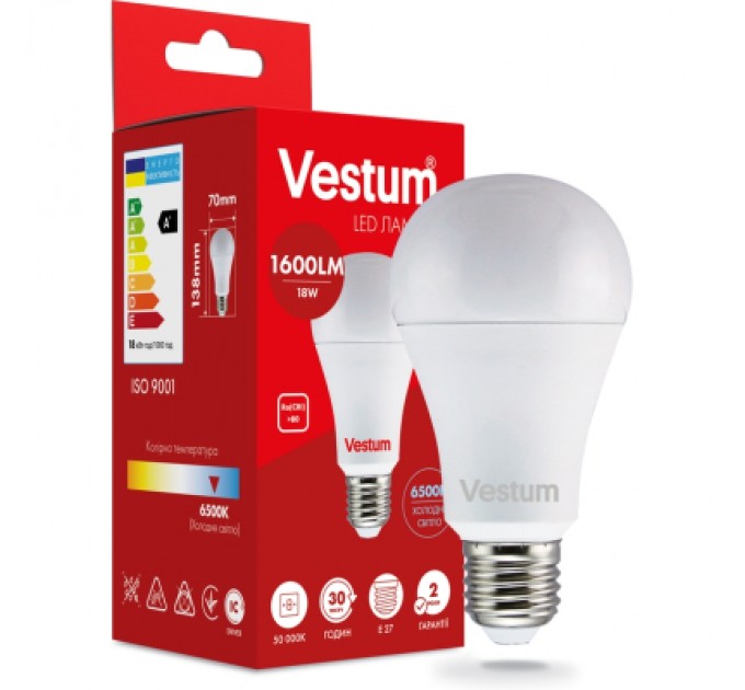 Vestum Лампочка Vestum A70 18W 6500K 220V E27 (1-VS-1113)