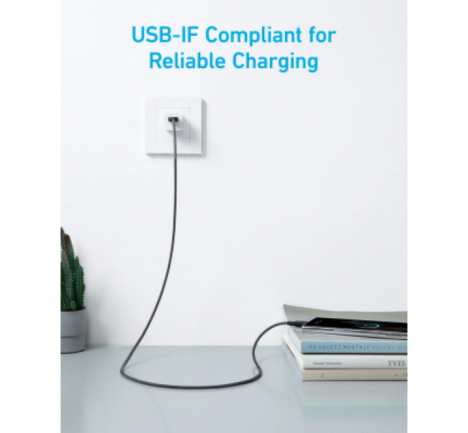 Anker Дата кабель USB 2.0 AM to USB-C 1.8m nylon 322 black Anker (A81H6G11)