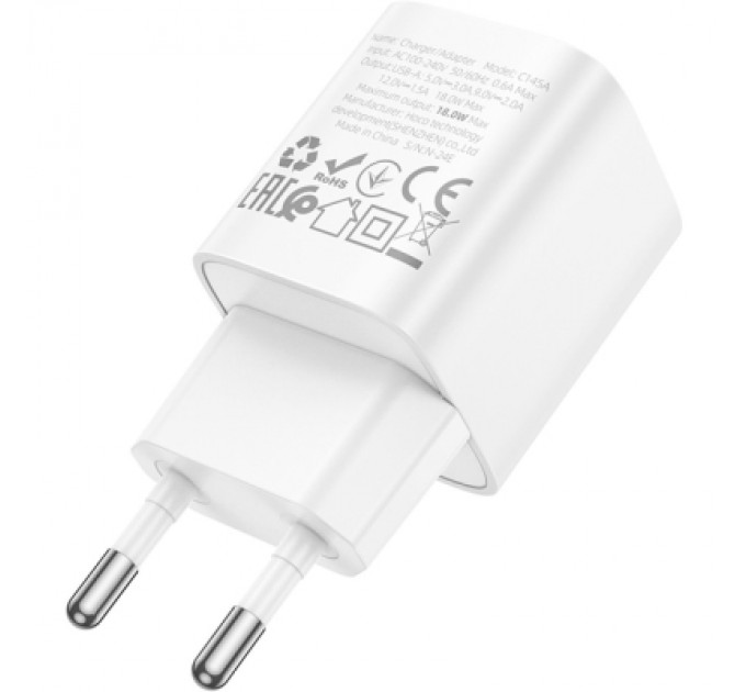 HOCO Зарядний пристрій HOCO C145A Charm USB QC3.0 White (6942007630214)