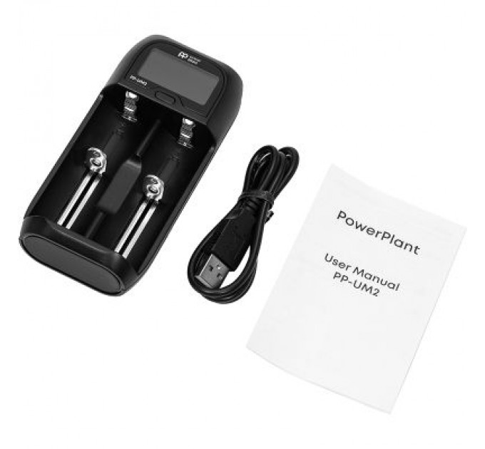 PowerPlant Зарядний пристрій для акумуляторів PowerPlant PP-UM2 (Ni-Mh, Ni-Cd, Li-ion, LiFePO4 / input DC 5V/2A) (AA620180)