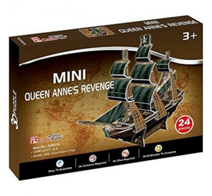 Cubic Fun Пазл Cubic Fun 3D Корабель Помста Королеви Анни серія міні (S3031h)