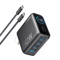 Зарядний пристрій Anker Laptop GaN 140W 3xUSB-C PD3.1 + USB-A + display + cable Black (B2697GZ1)