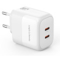 XO Зарядний пристрій XO L140 35W 2xUSB-C PD White (L140_White)
