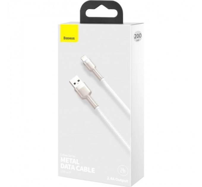 Baseus Дата кабель USB 2.0 AM to Lightning 1.0m Cafule Series Metal 2.4A White Baseus (CALJK-A02)