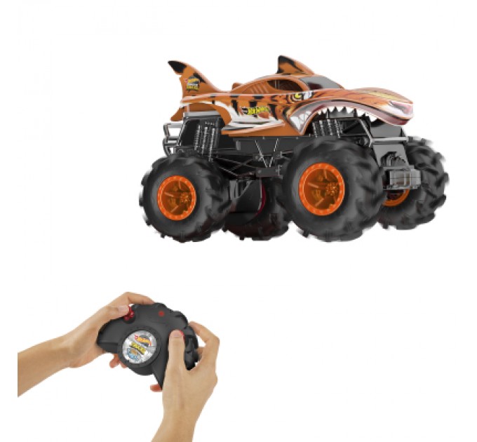 Hot Wheels Радіокерована іграшка Hot Wheels Автомодель Monster Trucks Тигроакула 1:24 (HNV03)