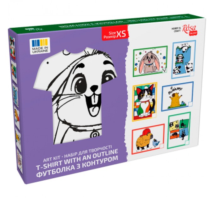 Rosa Набір для творчості Rosa футболка-розмальовка, Funny Вunny, бавовна 100, розмір XS (4823098544838)