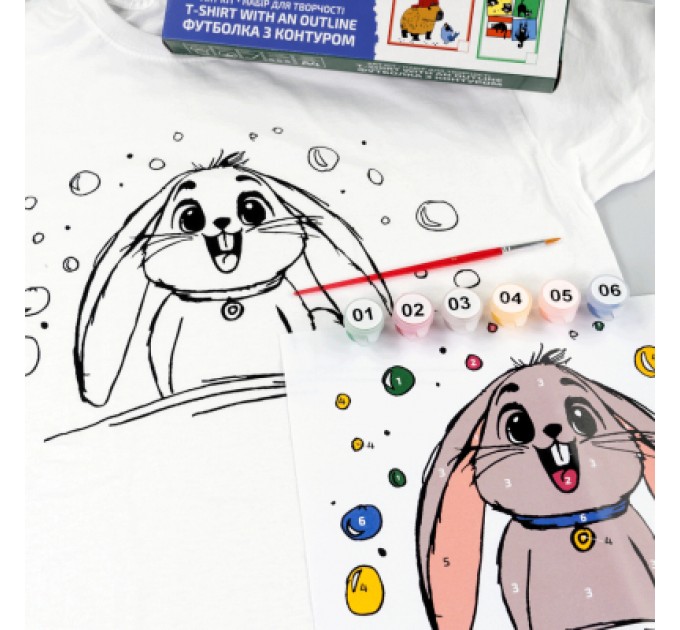 Rosa Набір для творчості Rosa футболка-розмальовка, Funny Вunny, бавовна 100, розмір XS (4823098544838)