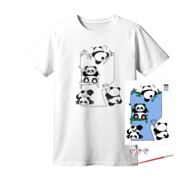 Rosa Набір для творчості Rosa футболка-розмальовка, Funny Рandas, бавовна 100, розмір XS (4823098544883)