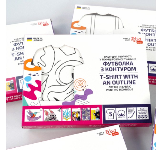 Rosa Набір для творчості Rosa футболка-розмальовка, Мопс, бавовна 100, розмір S (4823098542087)