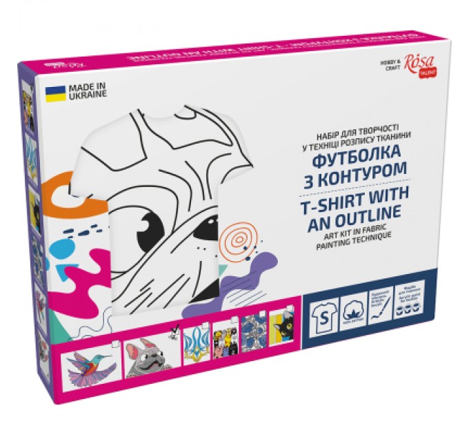 Rosa Набір для творчості Rosa футболка-розмальовка, Мопс, бавовна 100, розмір S (4823098542087)