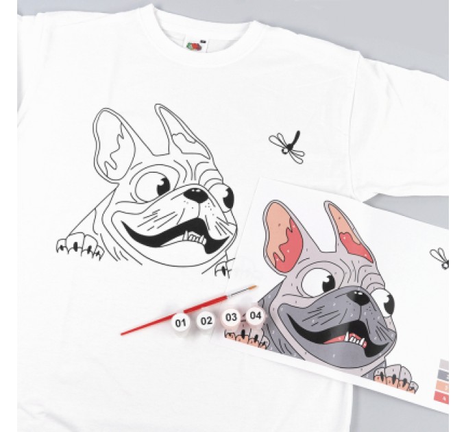 Rosa Набір для творчості Rosa футболка-розмальовка, Мопс, бавовна 100, розмір S (4823098542087)