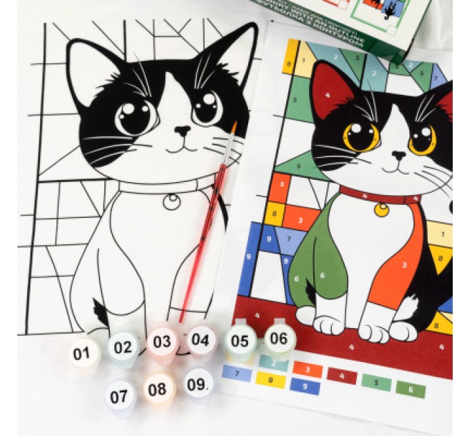 Rosa Набір для творчості Rosa футболка-розмальовка, Яскравий кіт, бавовна 100, розмір XS (4823098544845)