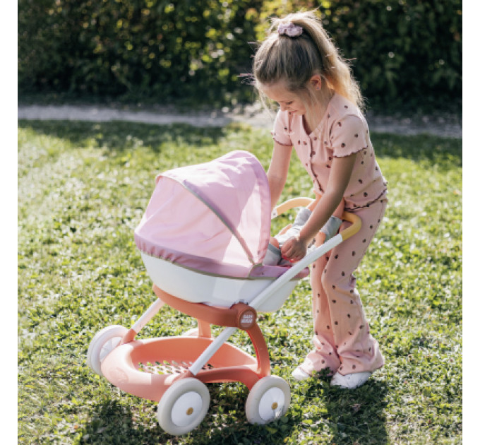 Smoby Коляска для ляльок Smoby Baby Nurse Теракотова пудра, люлька з корзиною, 18 міс.+ (7600254124)