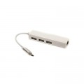 PowerPlant Концентратор USB 3.1 Type-C to 3 port USB 2.0 + Ethernet PowerPlant (CA910397)