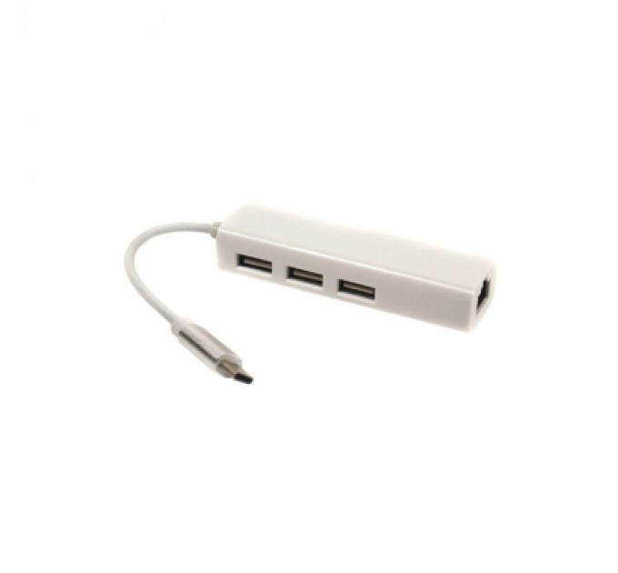 PowerPlant Концентратор USB 3.1 Type-C to 3 port USB 2.0 + Ethernet PowerPlant (CA910397)