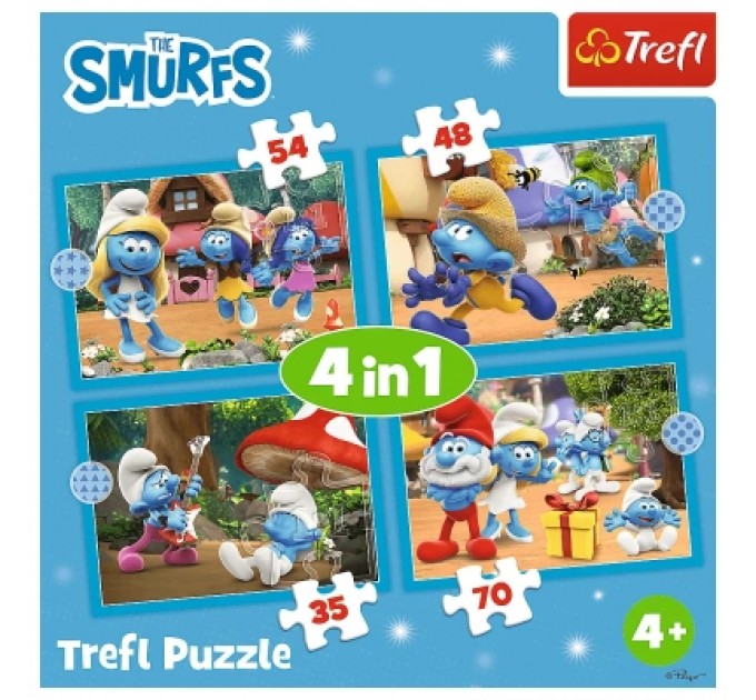 Trefl Пазл Trefl The Smurfs Село Смурфів 4 in 1 (35, 48, 54, 70) елемента (5900511346565)