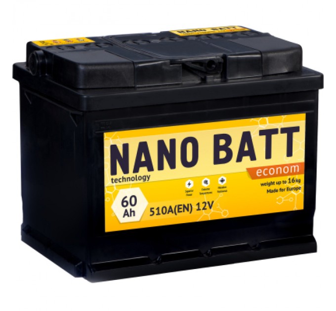 NANO BATT Акумулятор автомобільний NANO BATT Econom 60A +лів (1) 510A